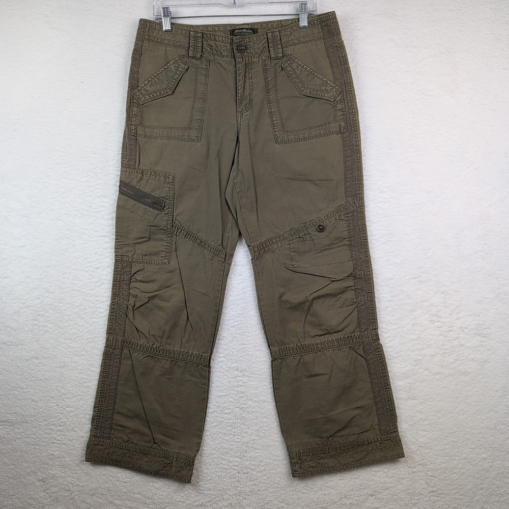Eddie Bauer‎ Cargo Utility Pants Women's 10 Rip Stop Cotton Straight Leg Green